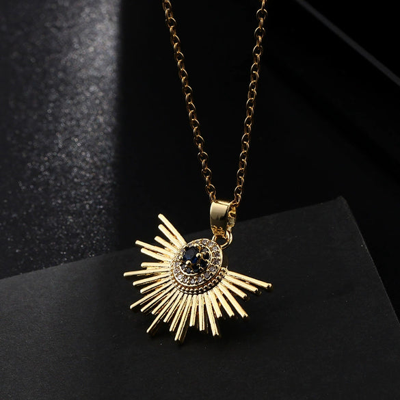 Wholesale Jewelry Fashionable Cute Devil's Eye Geometric Copper Ochain Pendant Necklace For Women Electroplated