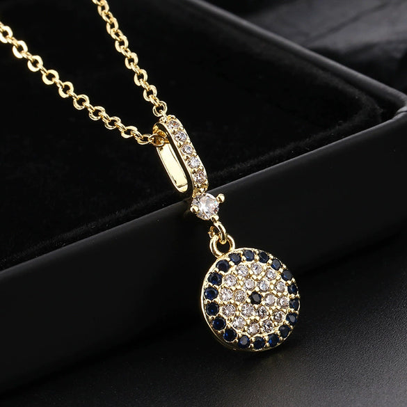 Wholesale Jewelry Fashionable Cute Devil's Eye Geometric Copper Ochain Pendant Necklace For Women Electroplated