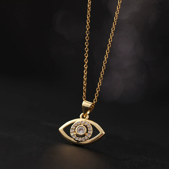 Wholesale Jewelry Fashionable Cute Devil's Eye Geometric Copper Ochain Pendant Necklace For Women Electroplated