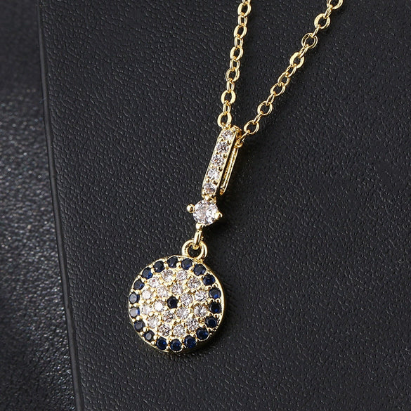 Wholesale Jewelry Fashionable Cute Devil's Eye Geometric Copper Ochain Pendant Necklace For Women Electroplated