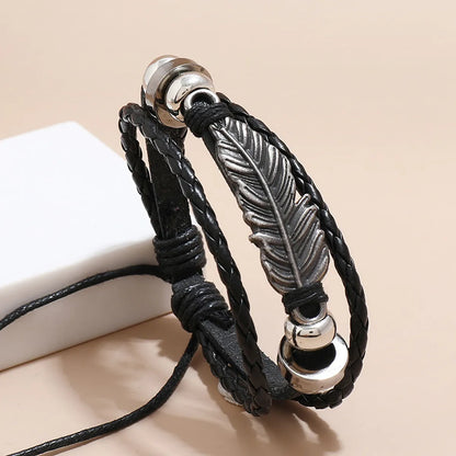 Fashion Geometric Pu Leather No Inlaid Unisex Bracelets