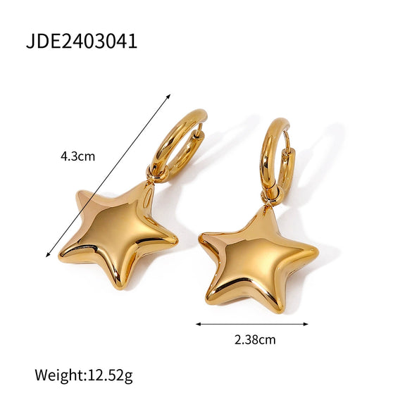 Wholesale Jewelry Five Pointed Star Titanium Steel And Stainless Steel Ring Necklace Earrings With Electroplating