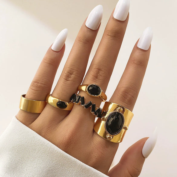 Wholesale Jewelry Flower Geometric Alloy Ring Multipiece Set For Women