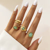 Wholesale Jewelry Flower Geometric Alloy Ring Multipiece Set For Women