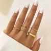 Wholesale Jewelry Flower Geometric Alloy Ring Multipiece Set For Women