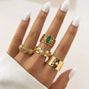 Wholesale Jewelry Flower Geometric Alloy Ring Multipiece Set For Women