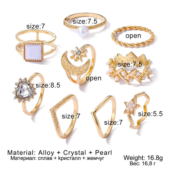 Wholesale Jewelry Flower Geometric Alloy Ring Multipiece Set For Women