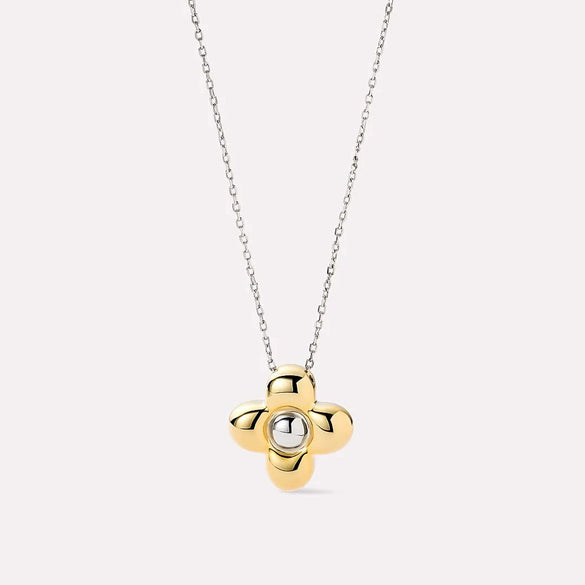 Wholesale Jewelry Flower Shape Stainless Steel Goldplated Pendant Necklace And Bracelet