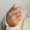 Wholesale Jewelry French Geometric Lucky Knot Open Ring Titanium Steel 18K Gold Electroplated