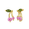 Wholesale Jewelry French Retro Cherry Geometric S925 Silver Plated K Gold Zircon Earrings