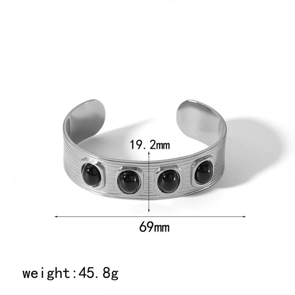 Wholesale Jewelry French Retro Geometric Stainless Steel Bracelet Ring Earrings With Electroplating For Women