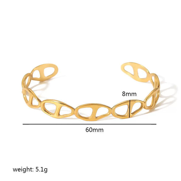 Wholesale Jewelry French Retro Love Opening Stainless Steel Bracelet Electroplated