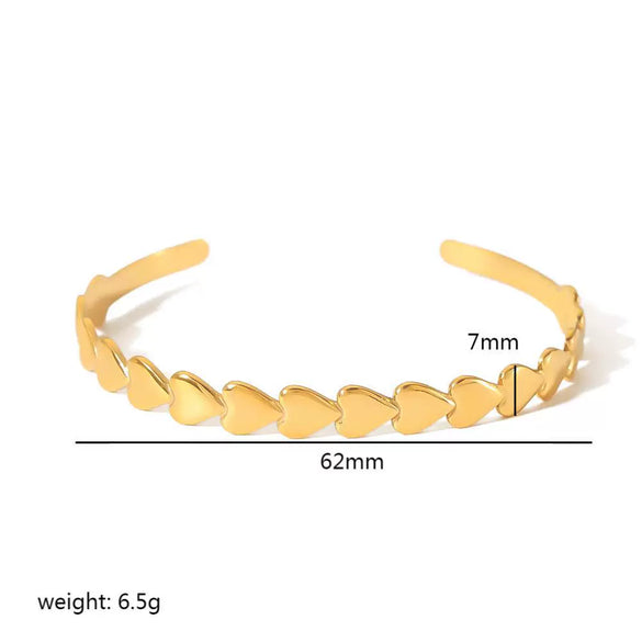 Wholesale Jewelry French Retro Love Opening Stainless Steel Bracelet Electroplated