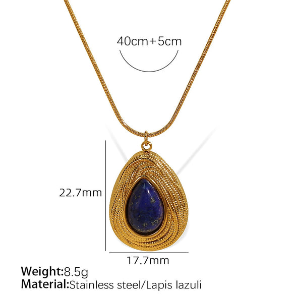 Wholesale Jewelry French Retro Maillard Autumn And Winter Tiger Eye Stone 316L Stainless Steel Necklace Electroplating For Women