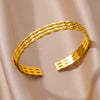 Wholesale Jewelry French Retro Niche Design Stainless Steel Opening Bracelet For Women With Electroplating And Geometric Style