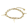 Wholesale Jewelry French Retro Style Cross Double Layer Stainless Steel Electroplated Bracelet