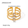 Wholesale Jewelry French Retro Style Natural Red Stone Stainless Steel Gem Inlaid Open Ring
