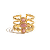 Wholesale Jewelry French Retro Style Natural Red Stone Stainless Steel Gem Inlaid Open Ring