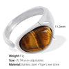 Wholesale Jewelry French Style Classic Style IG Style Oval 304 Stainless Steel Tiger Eye 18K Gold Plated Polishing Inlay Open Rings