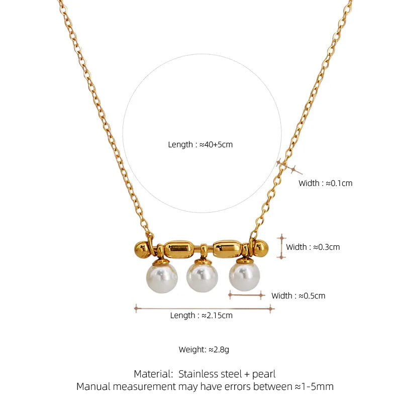 Wholesale Jewelry French Style Commute Geometric 304 Stainless Steel Shell Pearls 18K Gold Plated Inlay Pendant Necklace