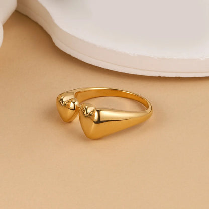 Wholesale Jewelry French Style Heart Shape 304 Stainless Steel 14K Gold Plated Open Rings