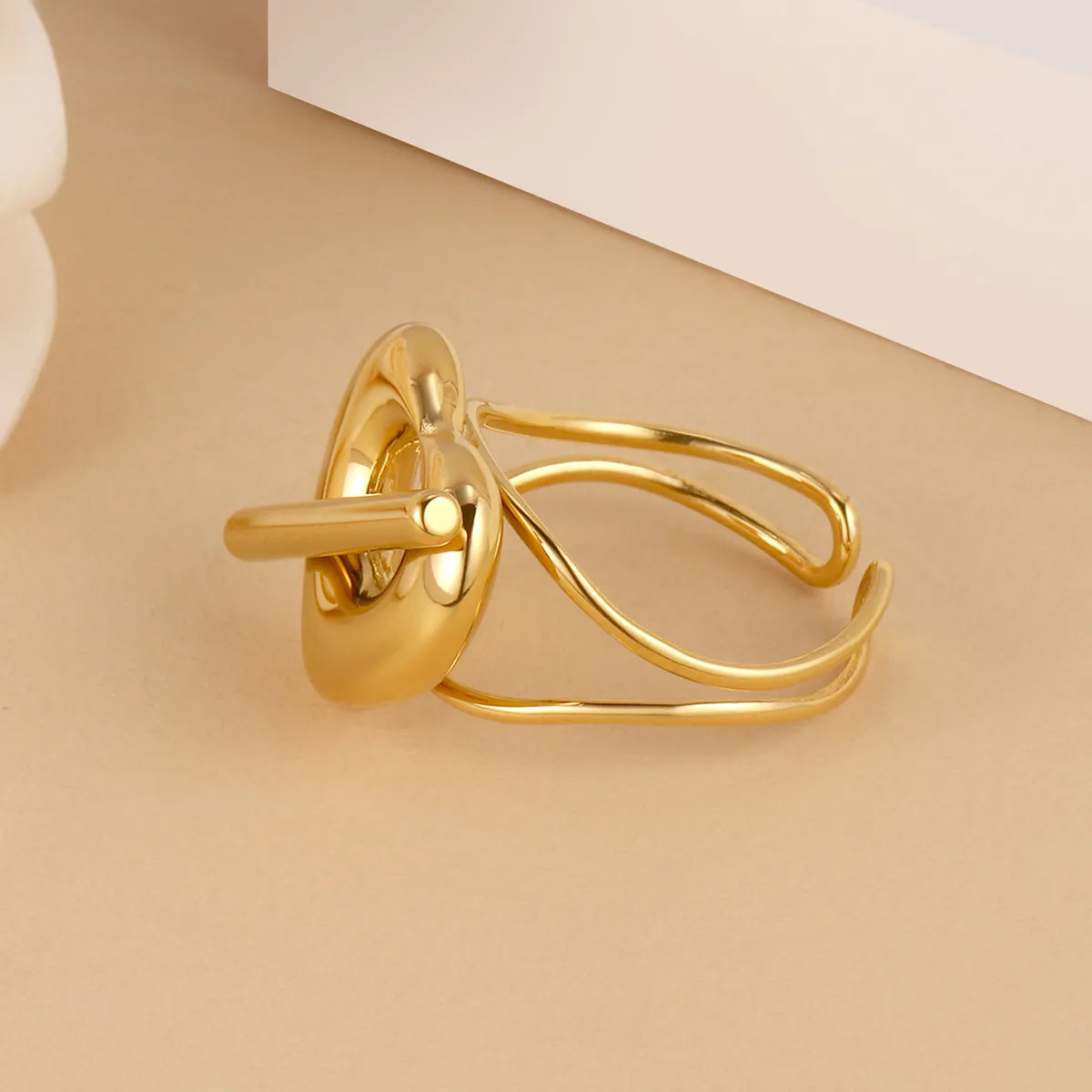 Wholesale Jewelry French Style Heart Shape 304 Stainless Steel 14K Gold Plated Open Rings