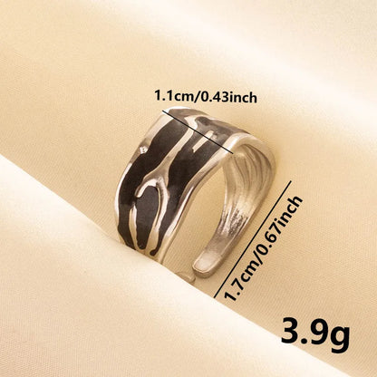 Wholesale Jewelry French Style Modern Style Geometric 304 Stainless Steel 18K Gold Plated Polishing Enamel Open Rings