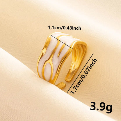 Wholesale Jewelry French Style Modern Style Geometric 304 Stainless Steel 18K Gold Plated Polishing Enamel Open Rings