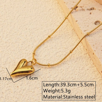 Wholesale Jewelry French Style Simple Style Commute Heart Shape 304 Stainless Steel 18K Gold Plated Pendant Necklace