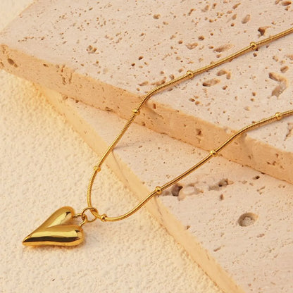 Wholesale Jewelry French Style Simple Style Commute Heart Shape 304 Stainless Steel 18K Gold Plated Pendant Necklace