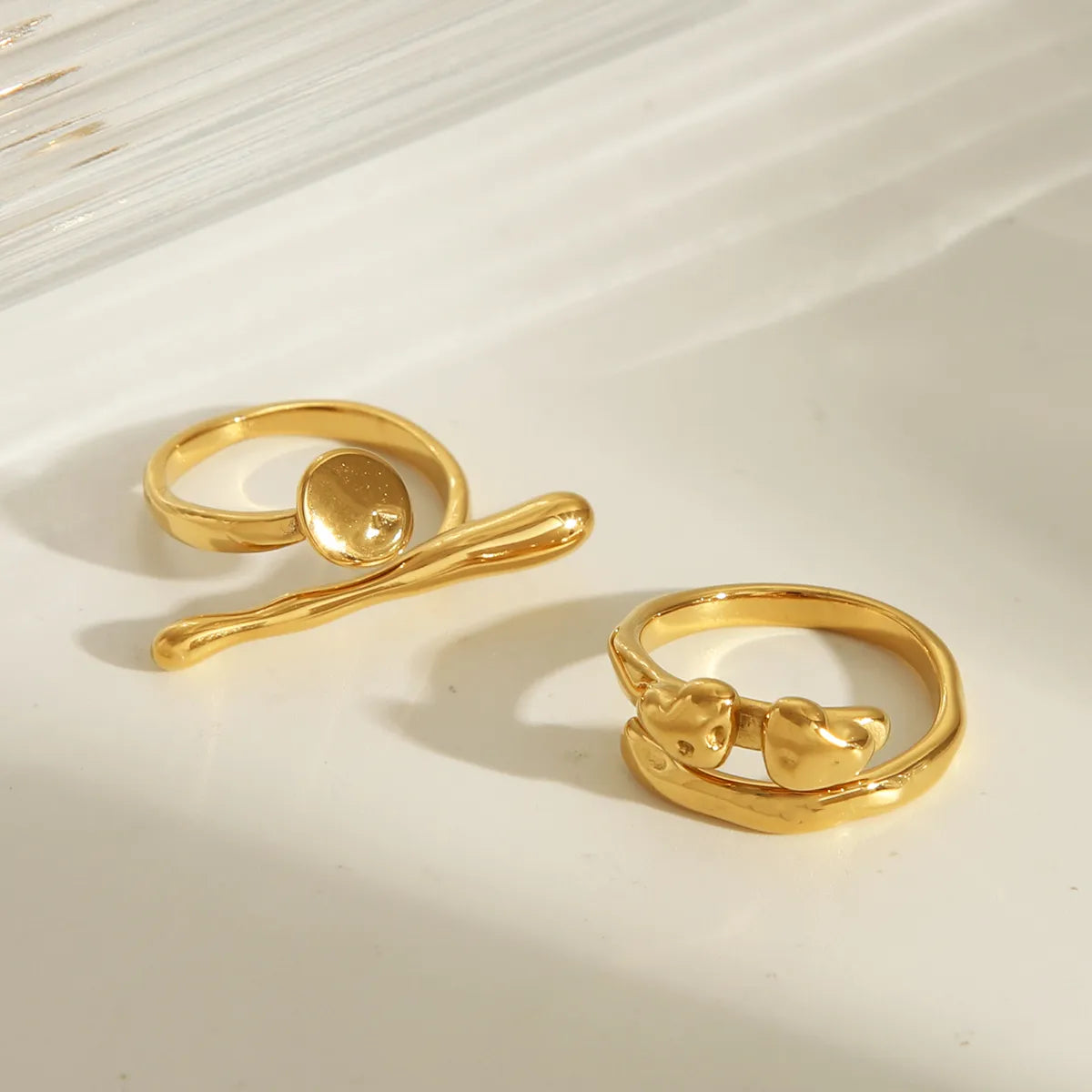 Wholesale Jewelry French Style Simple Style Commute Irregular 304 Stainless Steel 18K Gold Plated Hollow Out Open Rings