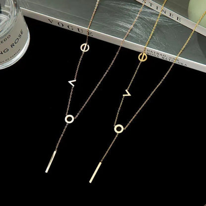 Wholesale Jewelry French Style Simple Style Commute Love Letter 304 Stainless Steel 18K Gold Plated Pendant Necklace