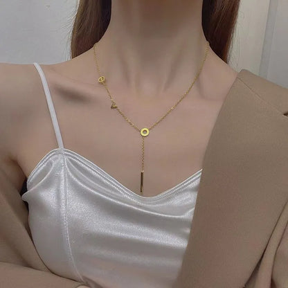 Wholesale Jewelry French Style Simple Style Commute Love Letter 304 Stainless Steel 18K Gold Plated Pendant Necklace