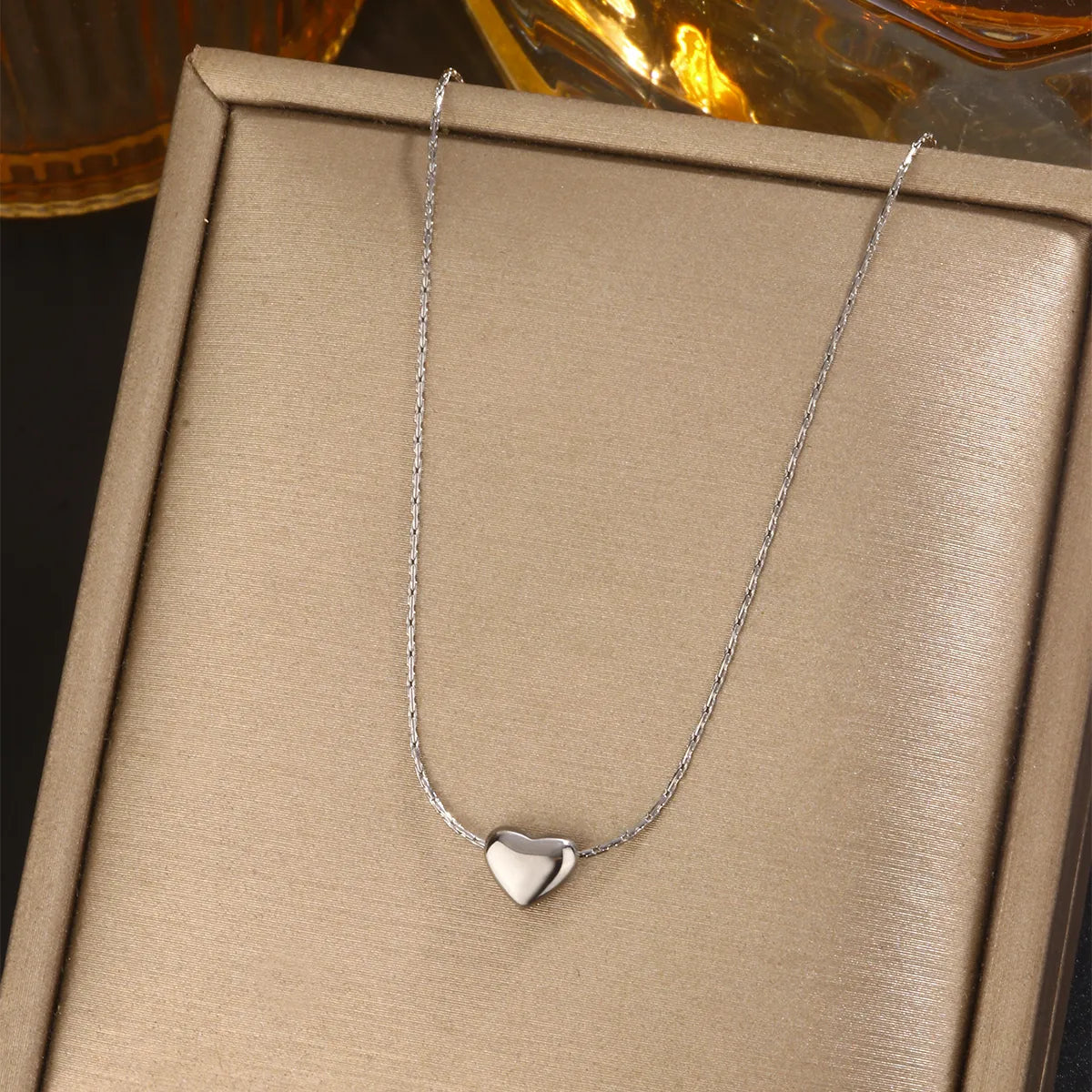 Wholesale Jewelry French Style Simple Style Heart Shape 304 Stainless Steel 18K Gold Plated Necklace