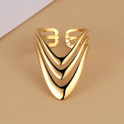 Wholesale Jewelry French Style Simple Style Solid Color 304 Stainless Steel 14K Gold Plated Hollow Out Open Rings