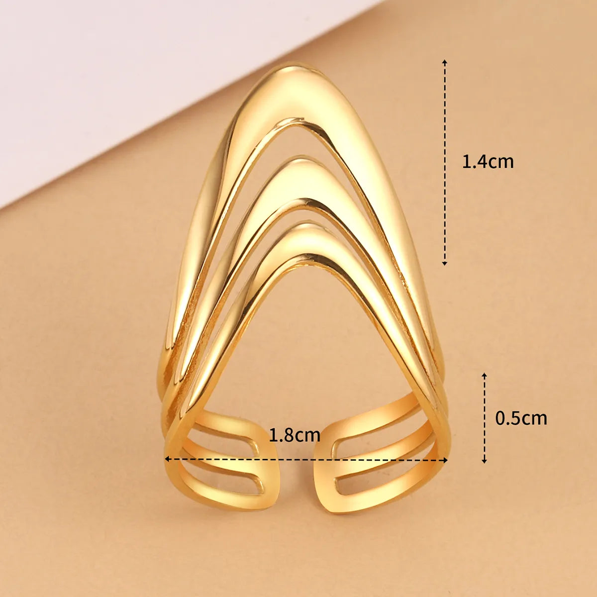 Wholesale Jewelry French Style Simple Style Solid Color 304 Stainless Steel 14K Gold Plated Hollow Out Open Rings