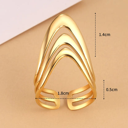 Wholesale Jewelry French Style Simple Style Solid Color 304 Stainless Steel 14K Gold Plated Hollow Out Open Rings