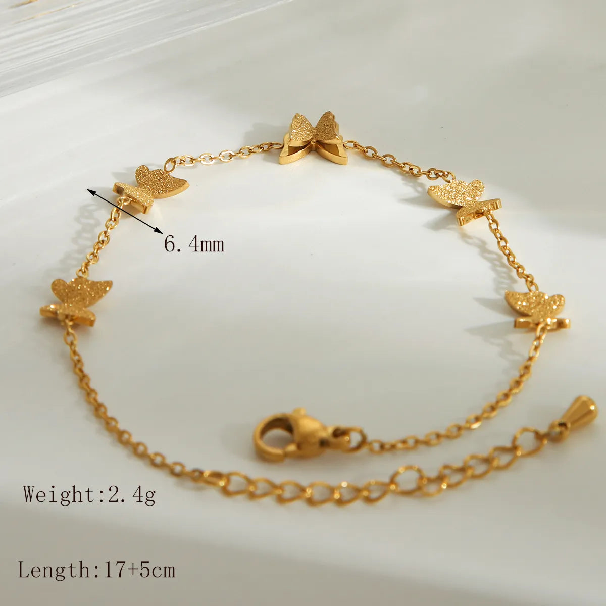 Wholesale Jewelry French Style Simple Style Solid Color Butterfly 304 Stainless Steel 18K Gold Plated Bracelets Jewelry Set