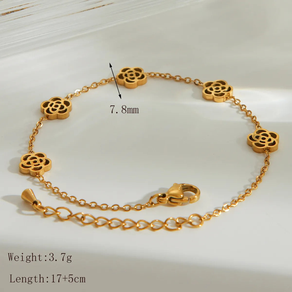 Wholesale Jewelry French Style Simple Style Solid Color Flower 304 Stainless Steel 18K Gold Plated Hollow Out Bracelets Jewelry Set