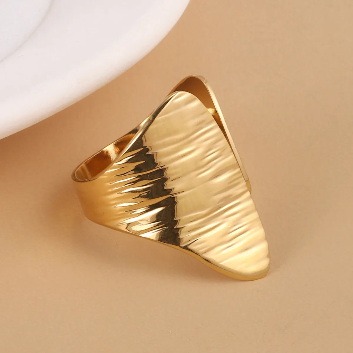 Wholesale Jewelry French Style Solid Color 304 Stainless Steel 14K Gold Plated Open Rings