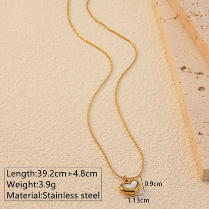 Wholesale Jewelry French Style Sweet Classic Style Heart Shape 304 Stainless Steel Shell 18K Gold Plated Plating Inlay Ear Studs Necklace Jewelry Set