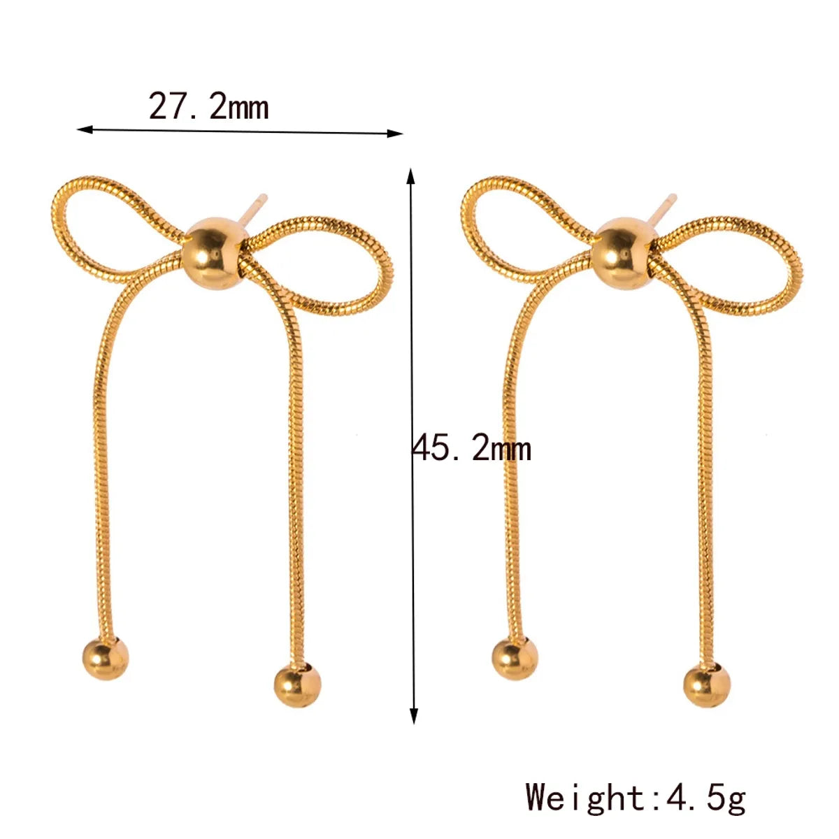 Wholesale Jewelry French Style Sweet Commute Bow Knot 304 Stainless Steel 18K Gold Plated Plating Chain Rings Earrings Necklace