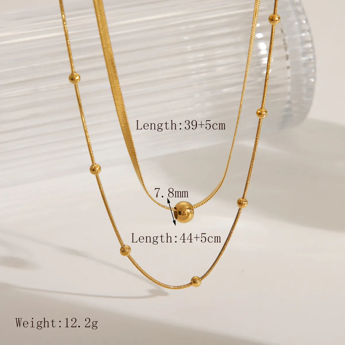 Wholesale Jewelry French Style Sweet Commute Solid Color 304 Stainless Steel 18K Gold Plated Double Layer Necklaces