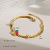 Wholesale Jewelry French Style Sweet IG Style Flower 304 Stainless Steel Pearl 18K Gold Plated Enamel Inlay Bracelets Earrings Necklace