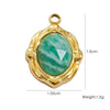 Wholesale Jewelry French Vintage Stainless Steel Inlaid Natural Stone Oval Pendant Necklace