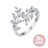 Wholesale Jewelry Fresh Diamond Leaf Branch Style Open Ring 925 Sterling Silver