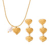 Wholesale Jewelry Fresh Water Pearl Geometric Love Pendant 316L Stainless Steel Gold Plated