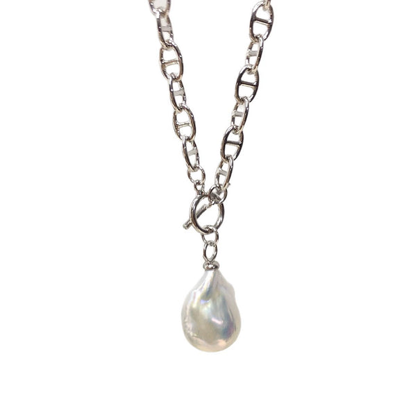 Wholesale Jewelry Freshwater Baroque Pearl Punk Style Copper Necklace