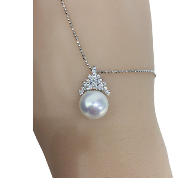 Wholesale Jewelry Freshwater Pearl Pendant 925 Silver Perfect Circle Minimalist Style