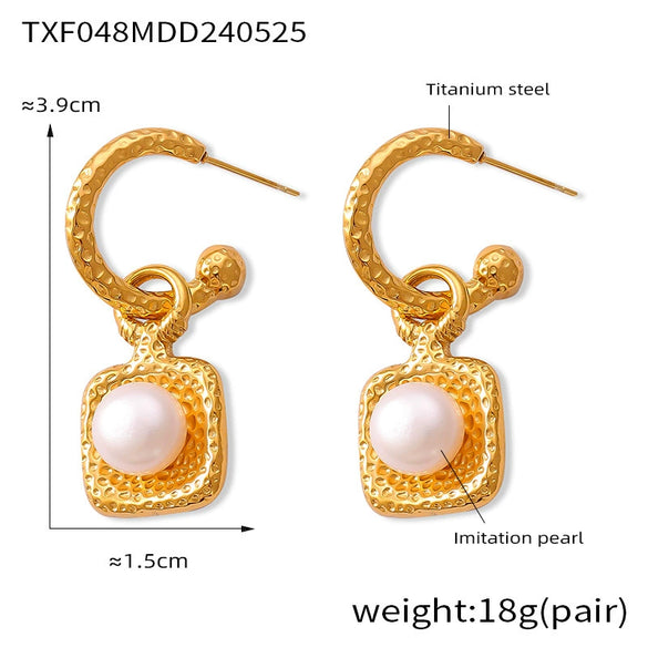 Wholesale Jewelry Freshwater Pearl 316L Stainless Steel Niche Wave Dot Electroplated Design